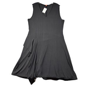 Joe Fresh Women Dress NWT Slinky Tank V-Neck LBD Front Drape Black XL L110